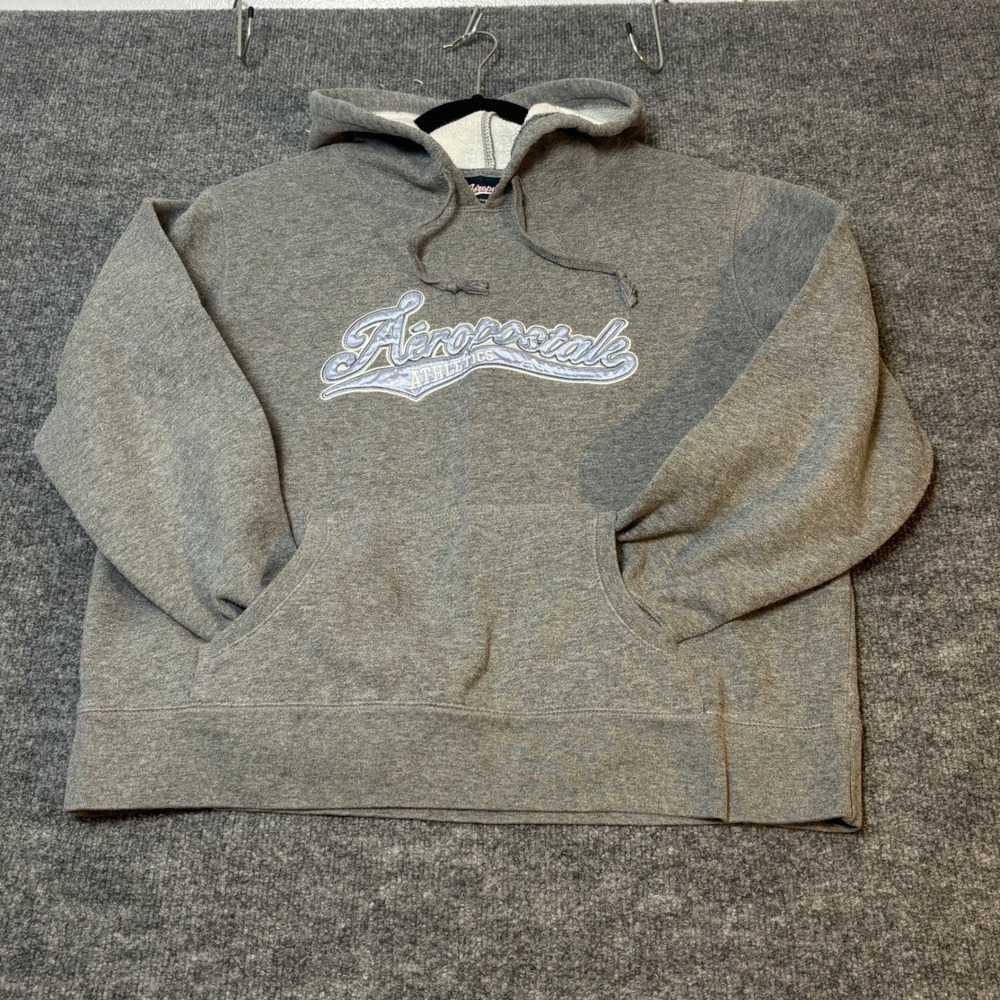 Aeropostale Gray Athletic Hoodie Tomboy Fit Pullover Sweatshirt Size L